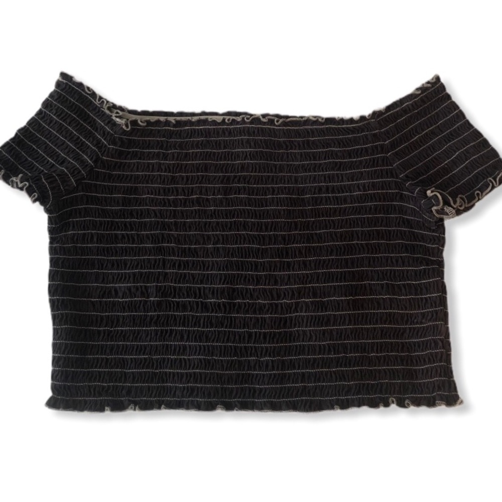 Divided smocked off the shoulder top